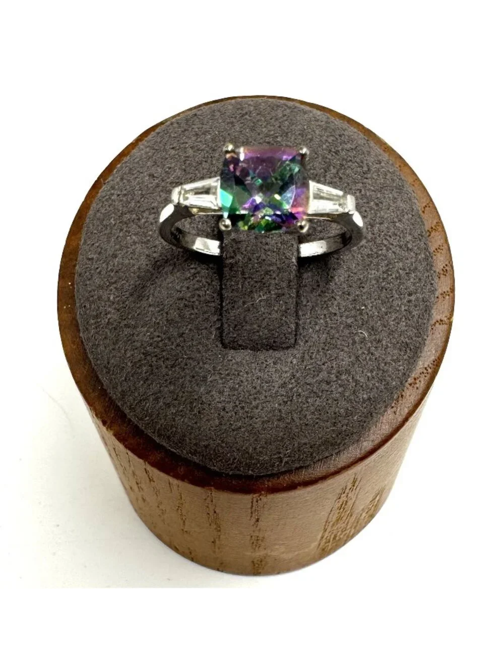 Sterling Silver 925 Mystic Topaz Cubic Zirconia Accents Statement Ring Size 6.75